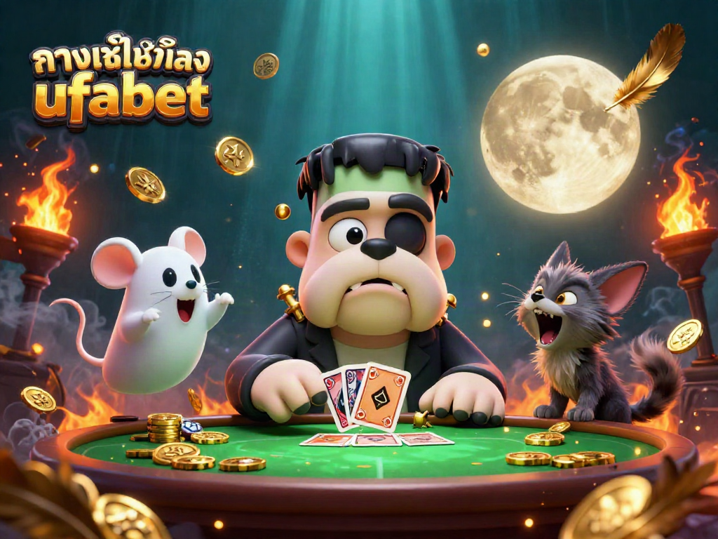Experience thrilling gaming action with the ทางเข้าสำรอง ufabet lively 3D casino scene featuring vibrant characters and games.