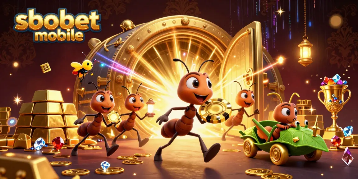 Experience exciting sbobet mobile gaming with animated ants on a heist for golden chips!