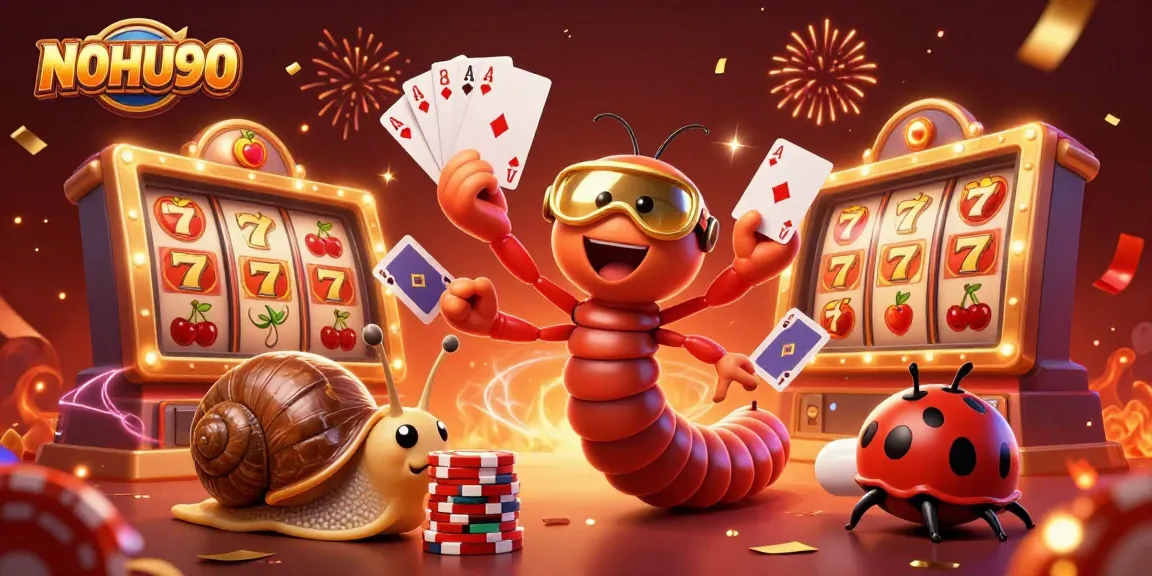 Experience the excitement of NOHU90 with vibrant slot games, dynamic characters, and festive décor.