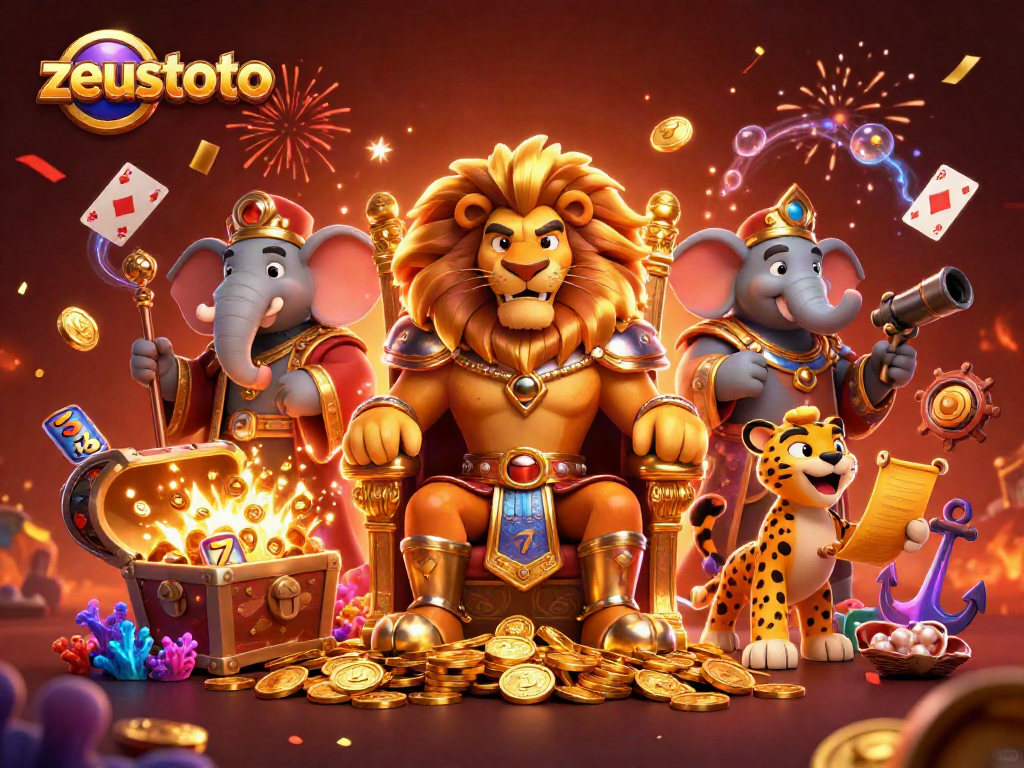 Experience zeustoto's thrilling casino excitement with a lion king, elephant advisor, and cheetah messenger!