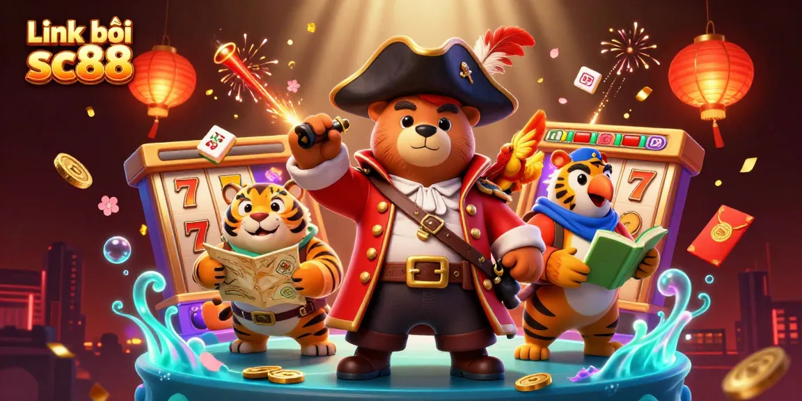 Experience Link vào sc88 with thrilling casino action amidst 3D pirate and tiger characters in a vibrant scene.