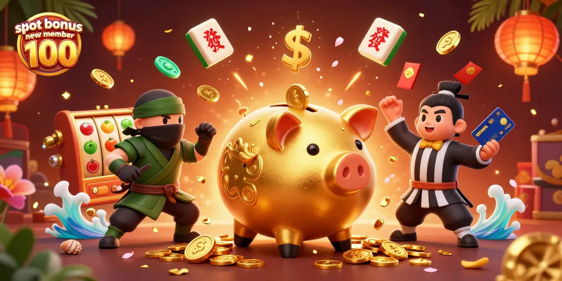 Experience the excitement of slot bonus new member 100 with dynamic characters and vibrant casino elements.