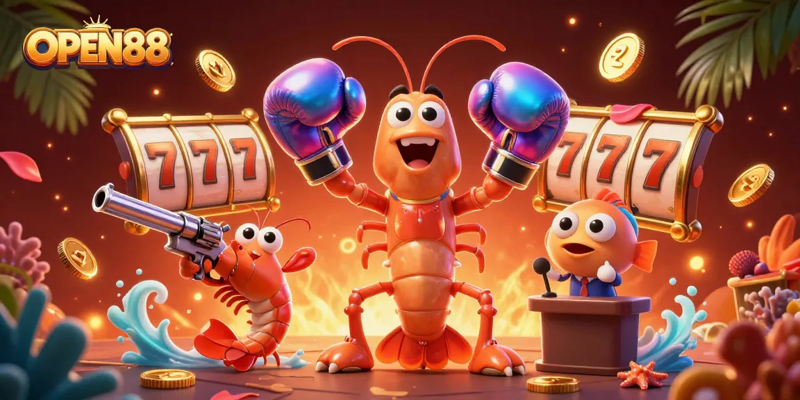 Engage with OPEN88's vibrant gaming experience featuring dynamic characters and luxurious casino elements.