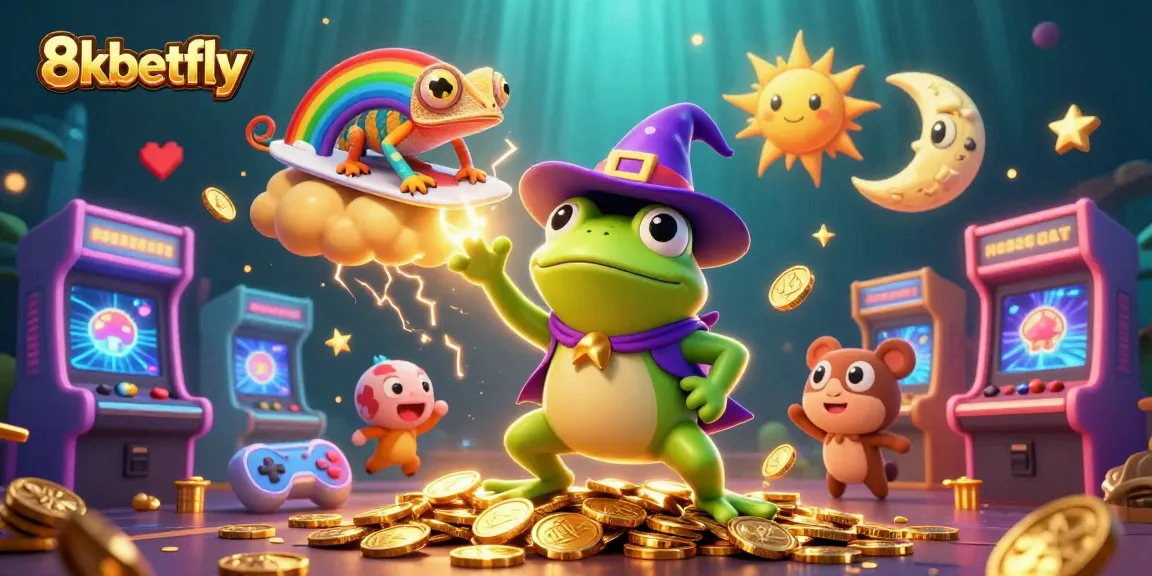 Engage with thrilling gameplay at 8xbetfly with vibrant 3D illustration showcasing fun gaming elements.