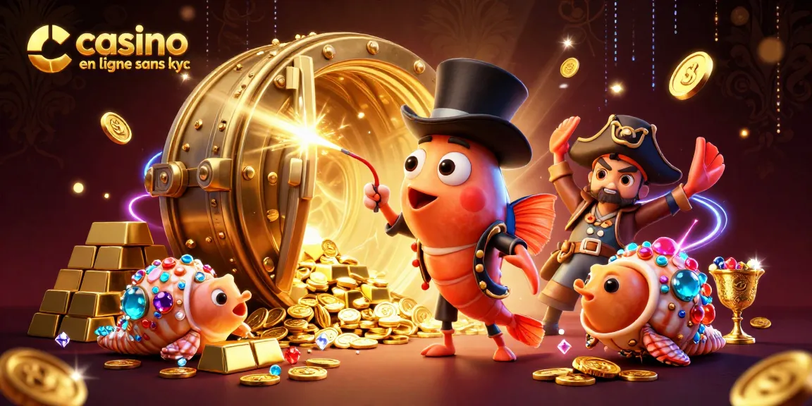 Jouez au casino en ligne sans KYC avec un poisson-lanterne captivant et une crevette pirate parmi les trésors.