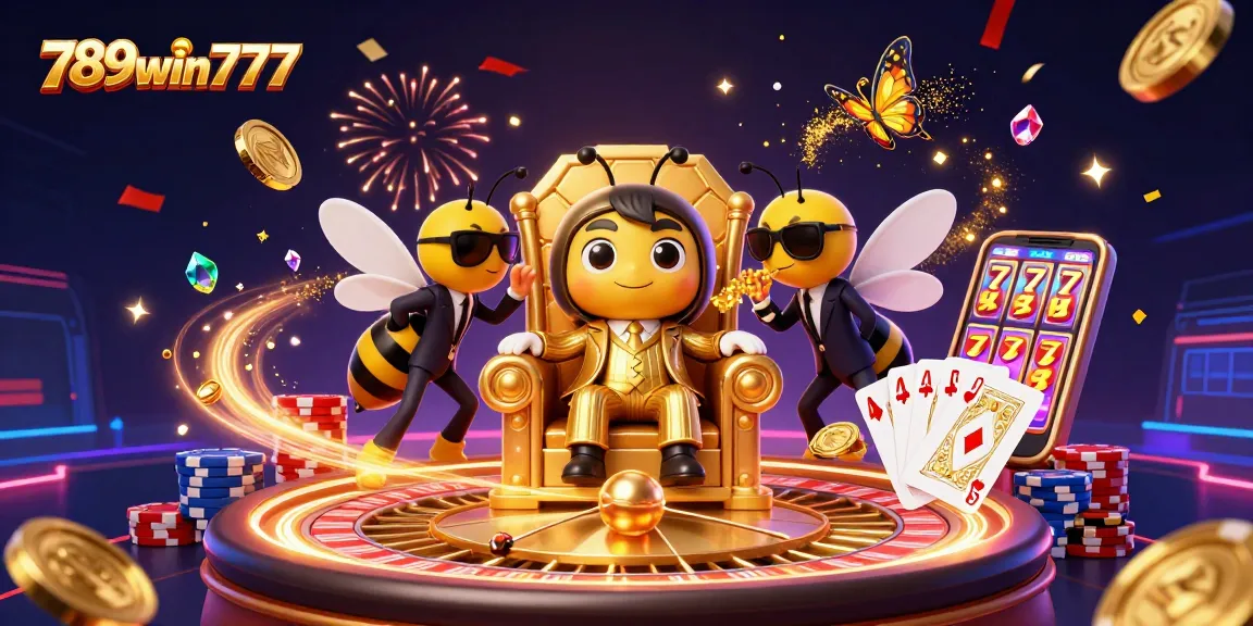 Experience the thrilling world of 789win777 with captivating casino elements and animated characters.