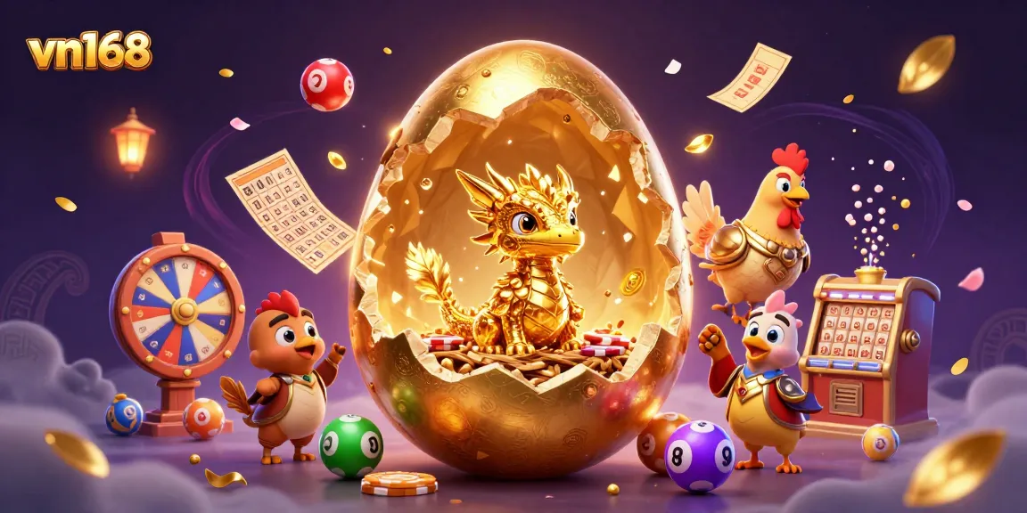 Experience the thrill of vn168 as the golden dragon emerges from a treasure nest in this captivating casino scene.