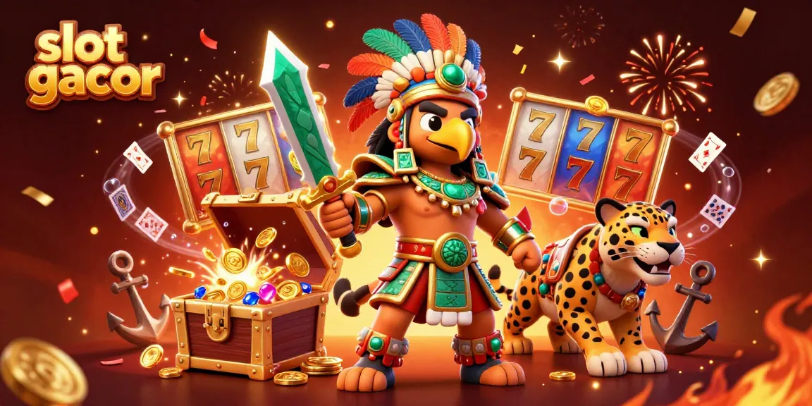 Menangkan slot gacor dengan ilustrasi menawan yang menunjukkan tema kasino dan simbol keberuntungan.