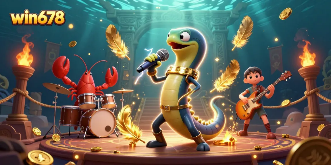 Experience the thrill of win678 with an underwater casino scene featuring a DJ eel, lobster drummer, and seahorse guitarist.