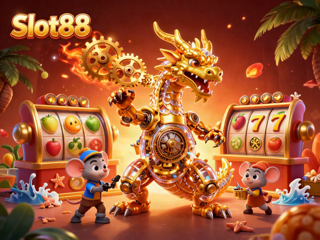 Menggali Slot88 dengan ilustrasi 3D luar biasa menampilkan naga emas dan elemen permainan slot