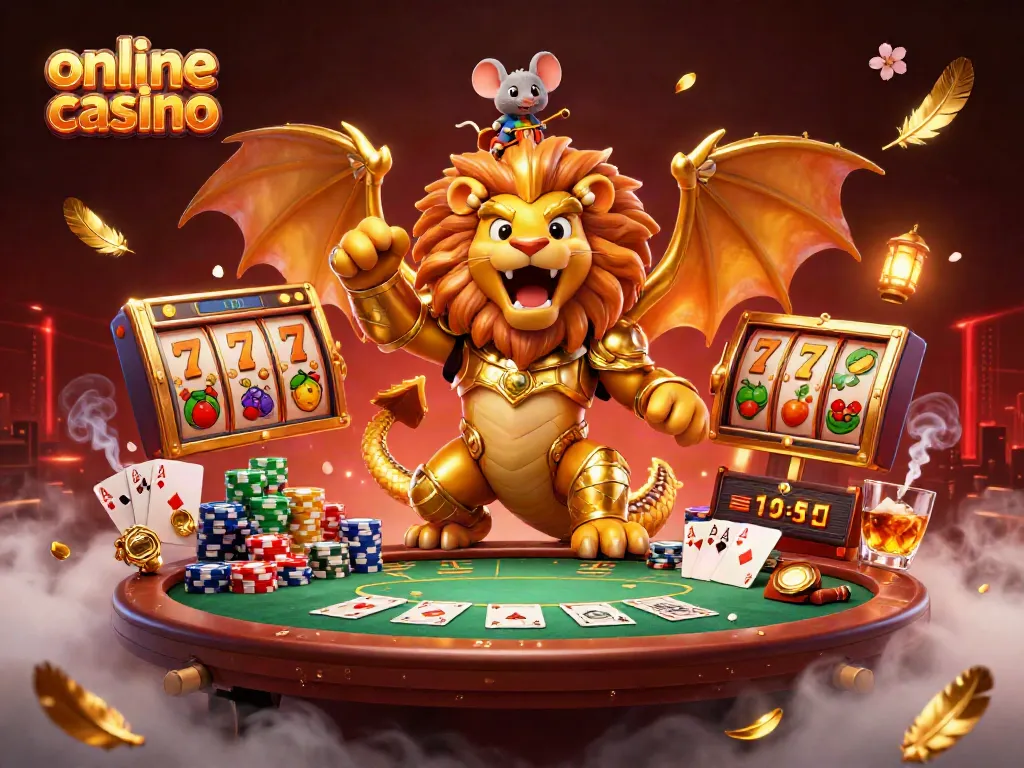 Experience the thrill of an online casino with a vibrant 3D illustration showcasing casino elements.