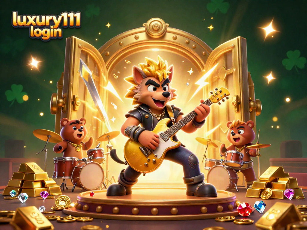 Experience luxury111 login with a dynamic rock star casino performance filled with gold and gems.
