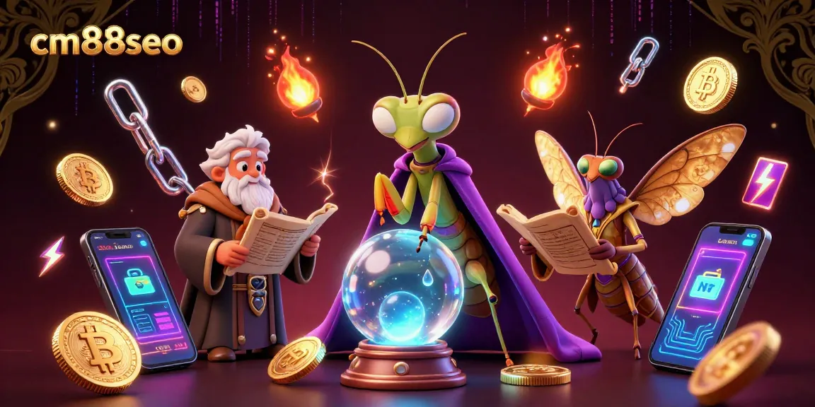 Engage in the excitement of cm88seo with vibrant 3D characters and crypto elements in an immersive casino scene.