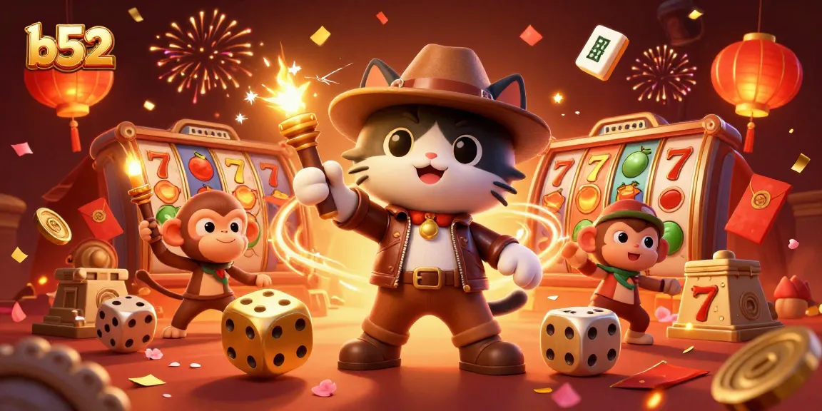 Discover b52's thrilling casino treasures in a vibrant 3D illustration packed with lucky game elements.