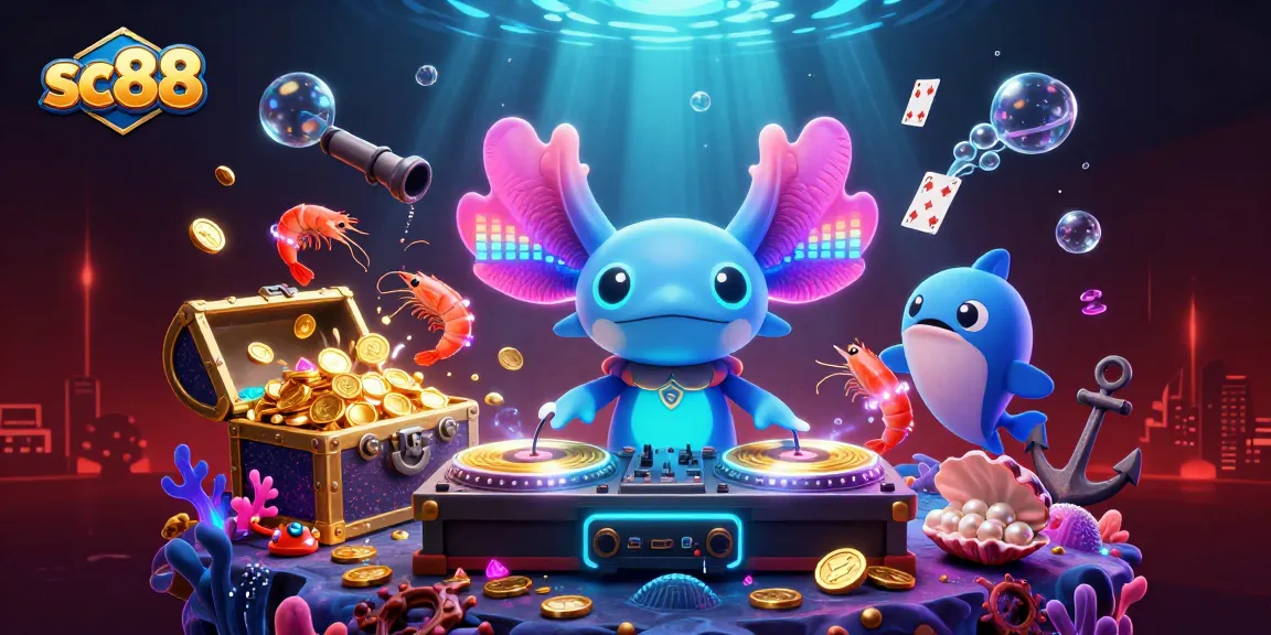 Join the exciting casino experience at SC88 with vibrant underwater characters spinning wins!
