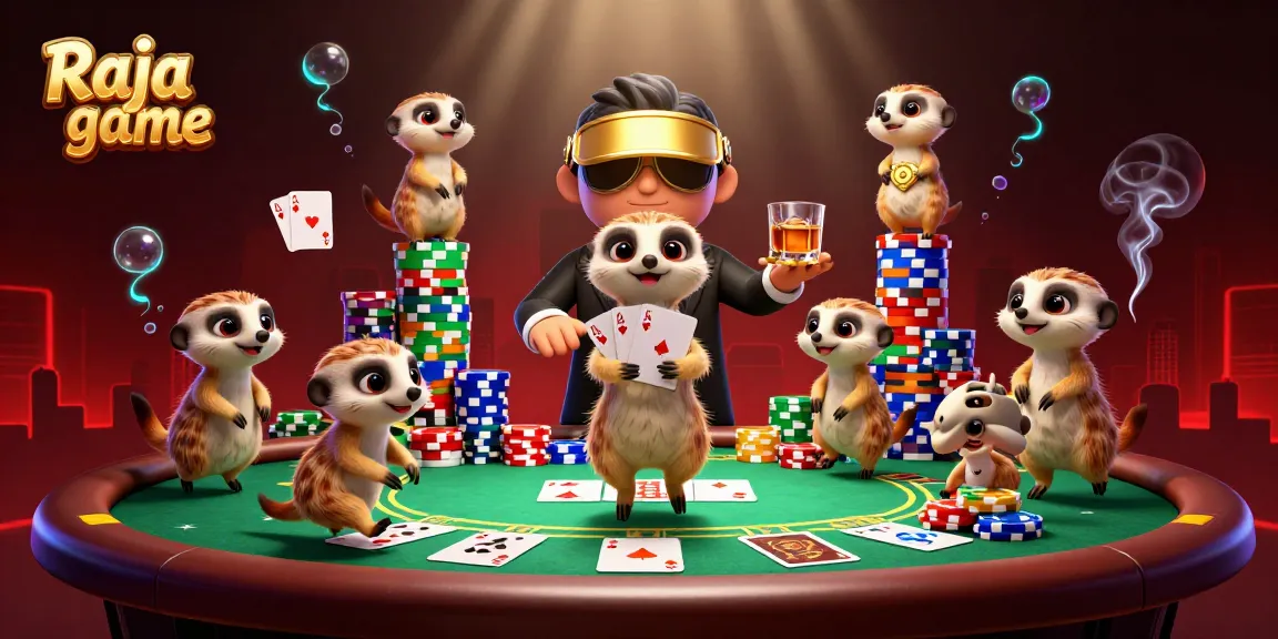 Experience Raja game with lively meerkats operating a vibrant casino scene full of excitement.