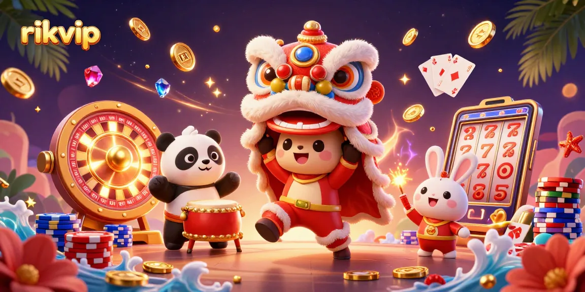 Playing at rikvip brings a vibrant casino experience with a 3D lion dance and dynamic gaming elements.
