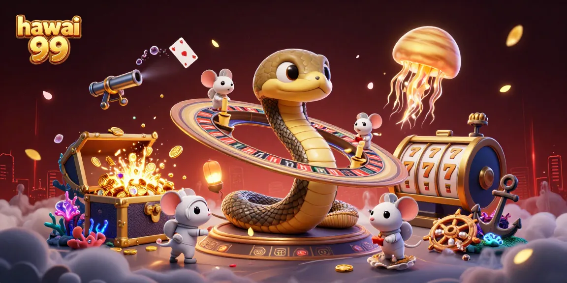 Experience thrilling gameplay at hawai 99 with a vibrant cosmic casino scene showcasing roulette with astronaut mice.