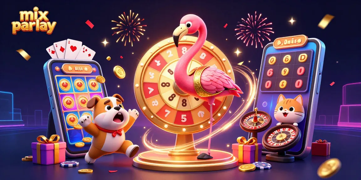 Experience the thrill of mix parlay betting with vibrant casino elements in a dynamic scene.