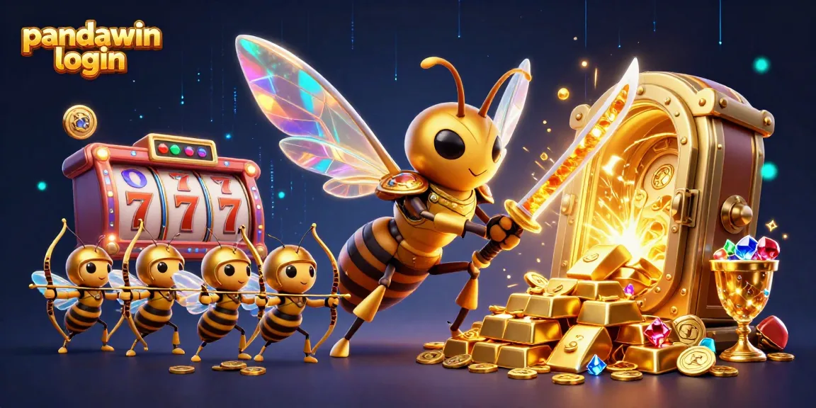 Engaging scene illustrating pandawin login surrounded by vibrant casino elements and golden treasures.