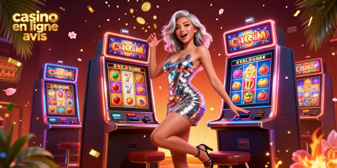Experience the excitement of casino en ligne avis with vibrant slot machines and celebratory elements.