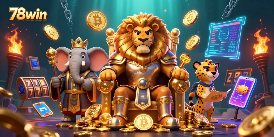 Experience thrilling wins at 78win with an enticing 3D casino scene featuring captivating characters and vibrant game elements.