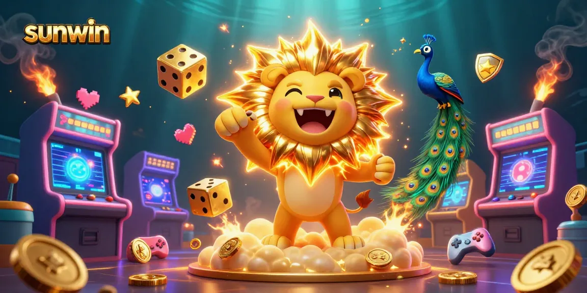 Experience the thrill of gaming at Sunwin with our vibrant casino scene illustration.