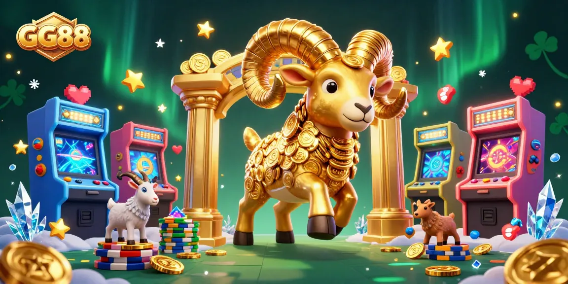 Experience the excitement of GG88 casino games as golden ram charges through a vibrant gaming world.