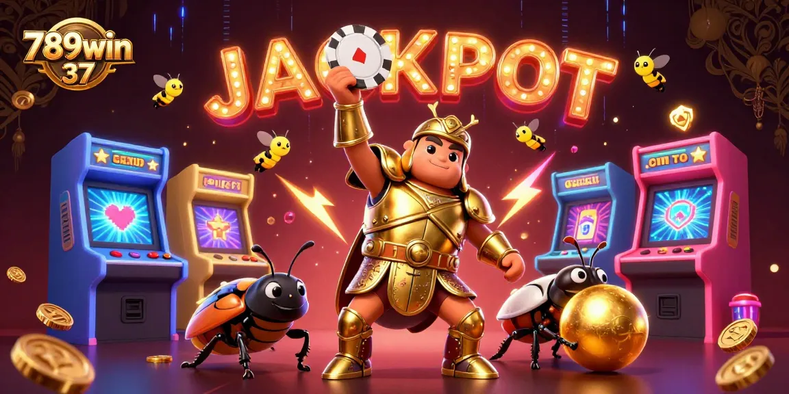 Join the excitement at 789win 37 as a golden-armored beetle lifts a winning poker chip!