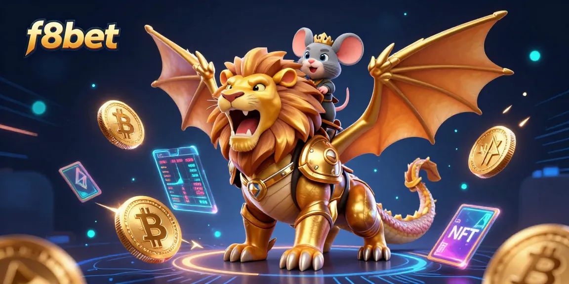 Experience thrilling gaming at f8bet with a vibrant 3D illustration showcasing entertainment elements.
